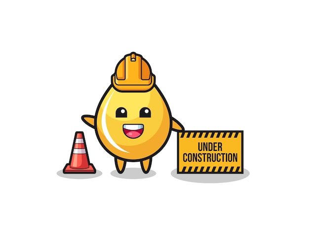 Illustration of honey drop with under construction banner cute design