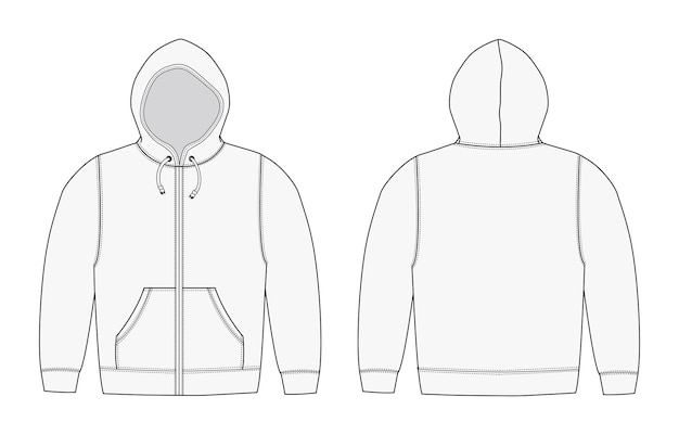 Vector illustration of hoodie hooded sweatshirt zip up parka