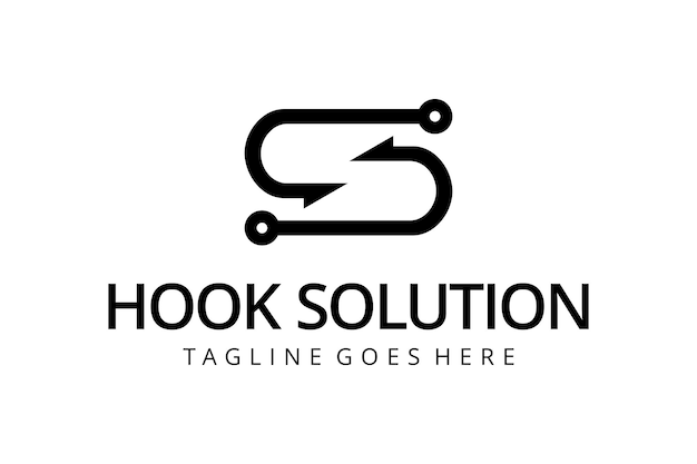 Illustration hook with S sign logo design template