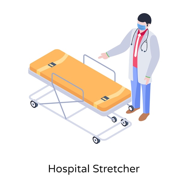 An illustration of hospital stretcher in modern isometric design