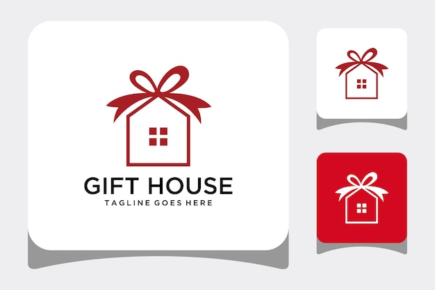 Illustration of house logo vector sign. with a gift ribbon symbol on it.