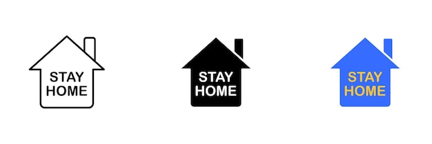 An illustration of a house with the words Stay Home written below it representing the concept of staying at home for safety Vector set of icons in line black and colorful styles isolated