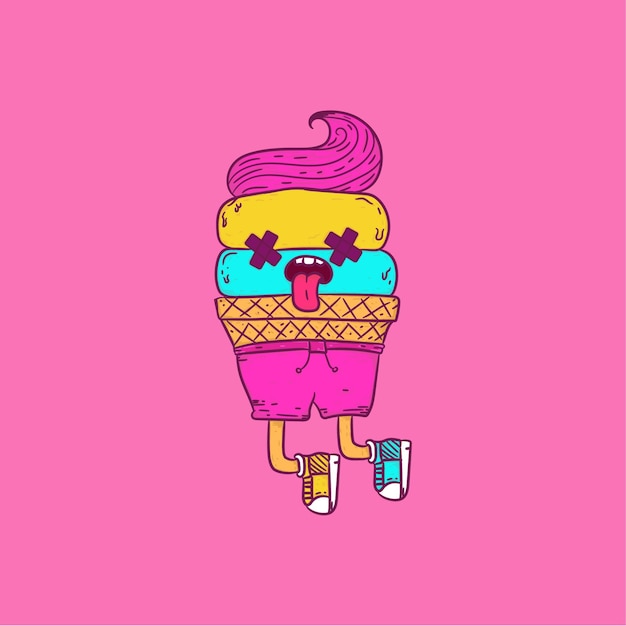 Illustration Ice Cream Character Unique NFT Drawing