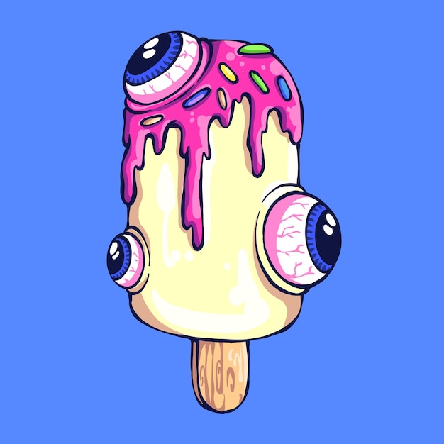 Illustration of ice cream in a melting style