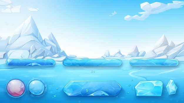 an illustration of icebergs floating in the water