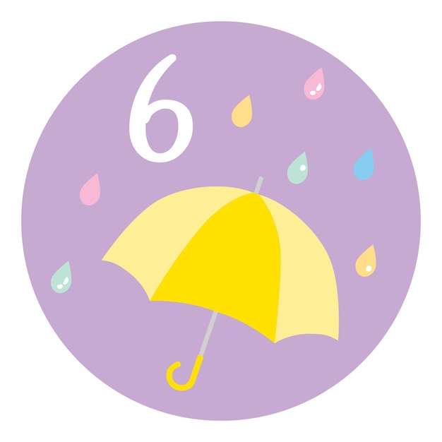 Illustration icon of calendar for June. This is an umbrella of the rainy season.