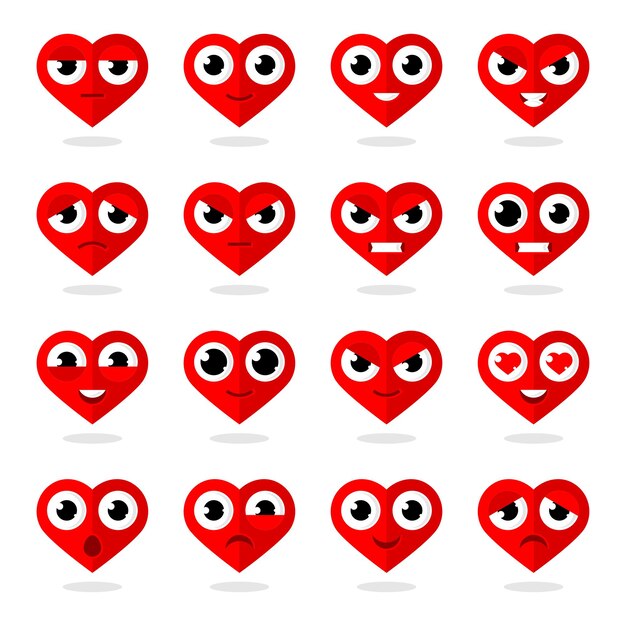 Vector illustration icons heart smilies, format eps 10