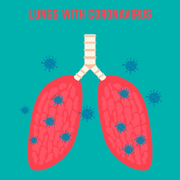 Illustration of illness human lung with coronavirus Wuhan coronavirus theme Design element for poster card banner sign Vector illustration