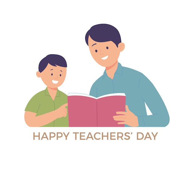 illustration images of students and teachers studying together to celebrate teacher's day