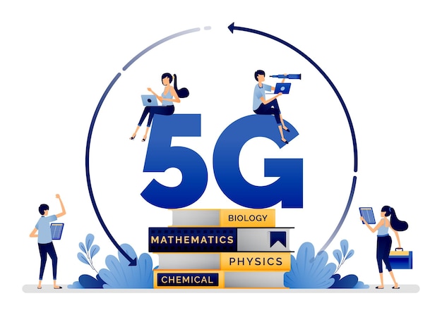 Illustration of implemented 5g internet for easier and more efficient school education and learning