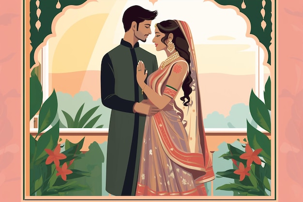 Illustration of Indian Wedding Couple