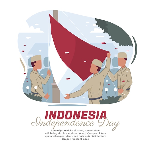 illustration of the Indonesian national flag raising ceremony