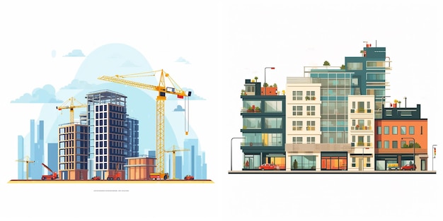 Vector illustration industrial industry construction equipment engineering vector crane background