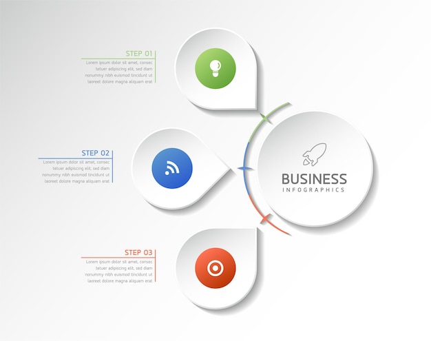 illustration infographic design template business information presentation chart with 3 steps