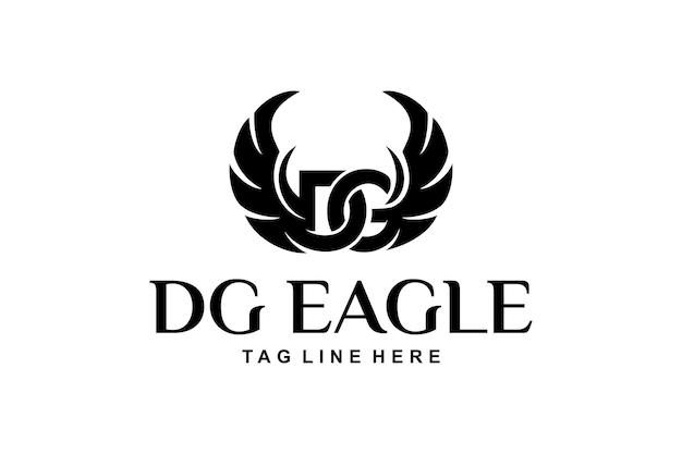 illustration initials DG in the form join with a strong eagle wing logo design