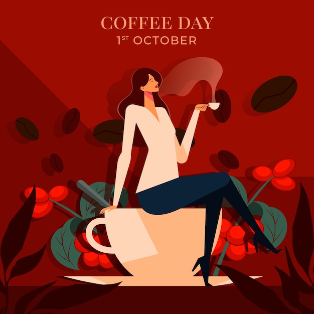 Illustration for international coffee day celebration