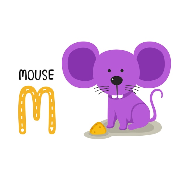 Illustration Isolated Animal Alphabet Letter MMouse