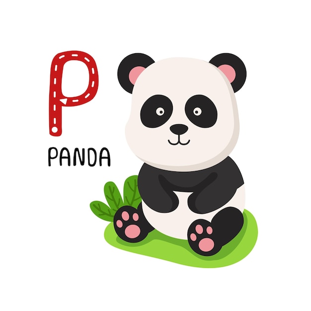 Illustration Isolated Animal Alphabet Letter PPanda