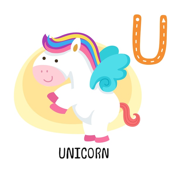 Illustration Isolated Animal Alphabet Letter UUnicorn