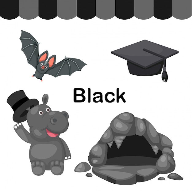 Illustration of isolated color black group