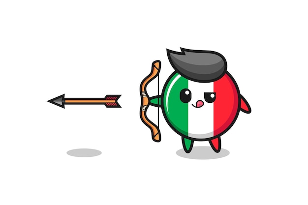 Illustration of italy flag character doing archery