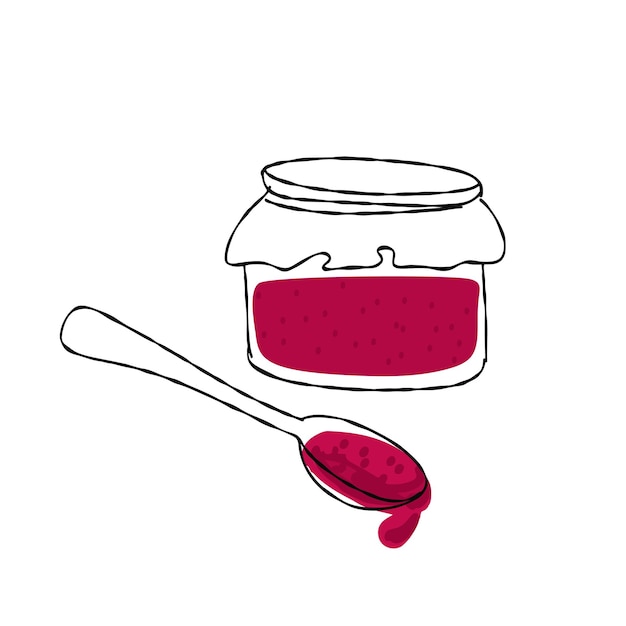 Illustration of jam with a spoon on a white background