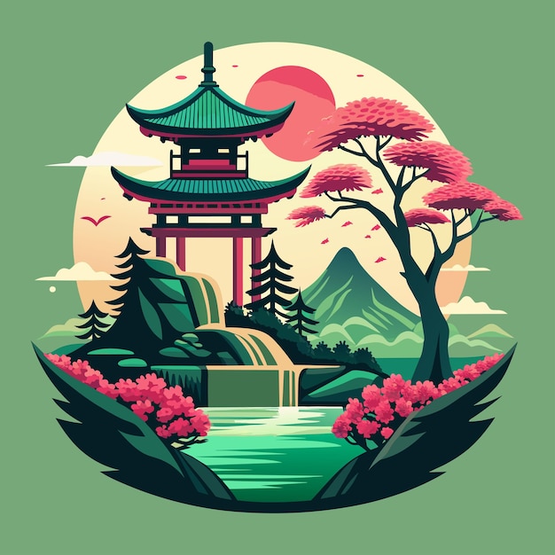 Vector illustration of a japanese garden ornament