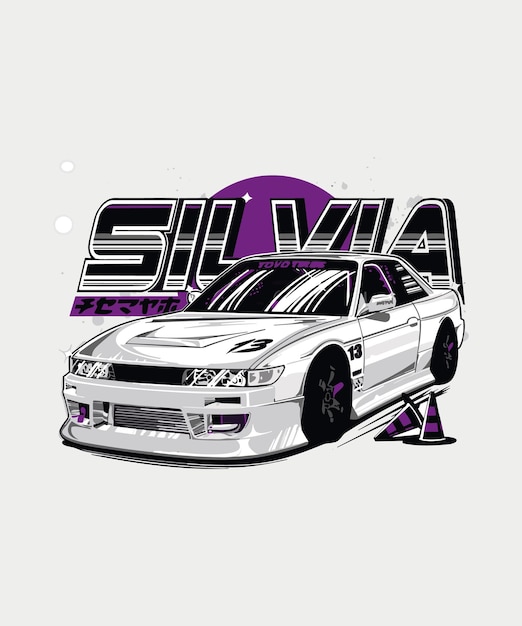 Illustration of a Japanese high performace car silvia s13