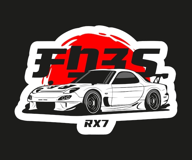 Illustration of a Japanese high performance sports car RX7