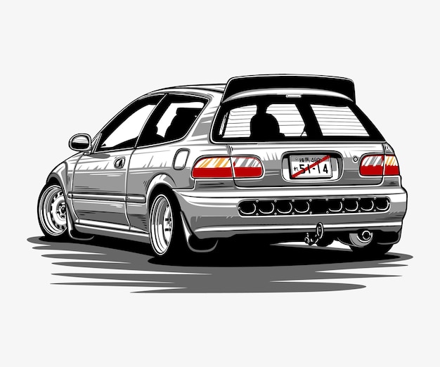 Illustration of a Japanese hot hatchback civic