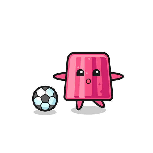 Illustration of jelly cartoon is playing soccer cute design