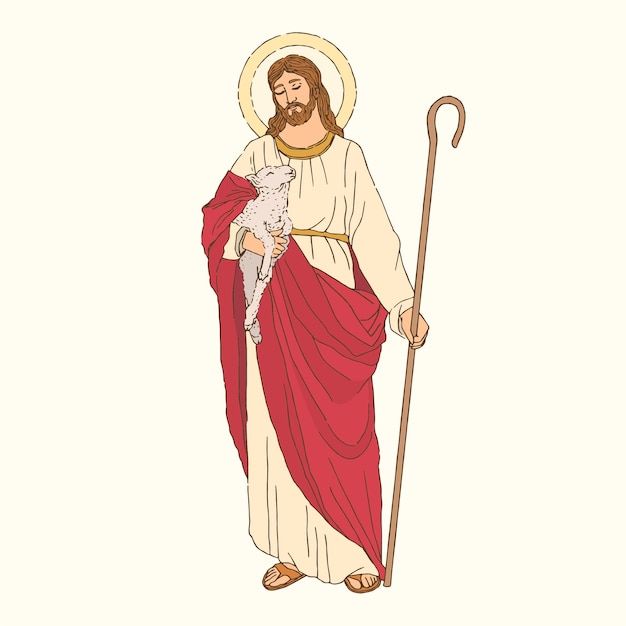 Illustration of Jesus Christ is the good shepherd