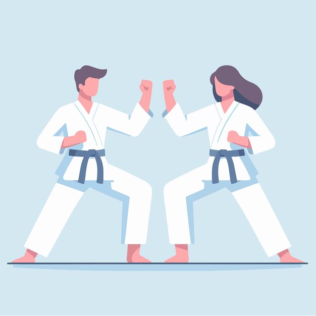 Vector illustration of a karate couple with a simple flat design style