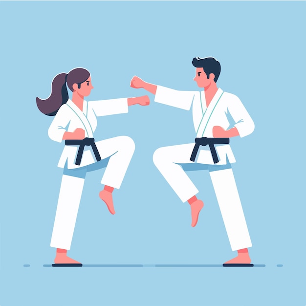 Vector illustration of a karate couple with a simple flat design style