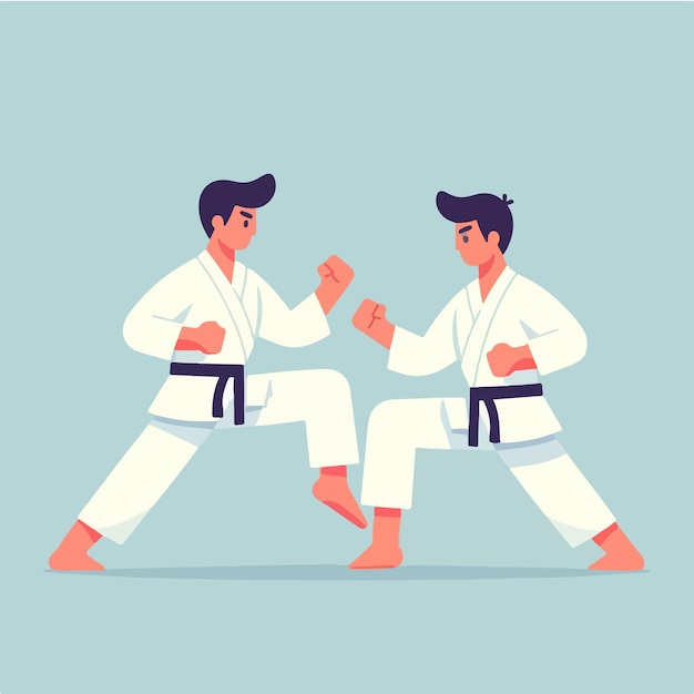 Vector illustration of a karate couple with a simple flat design style