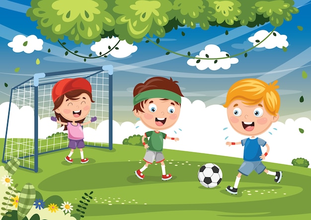 Illustration Of Kid Playing Football