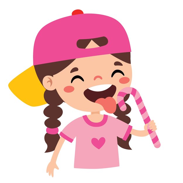 Vector illustration of kid with candy