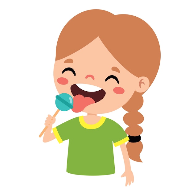 Vector illustration of kid with lollipop