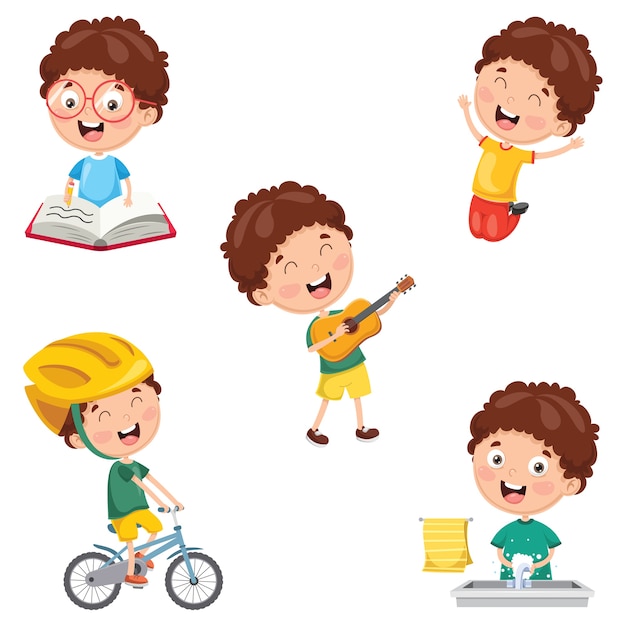 Illustration Of Kids Daily Routine Activities