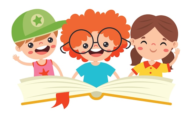 Illustration Of Kids Reading Book