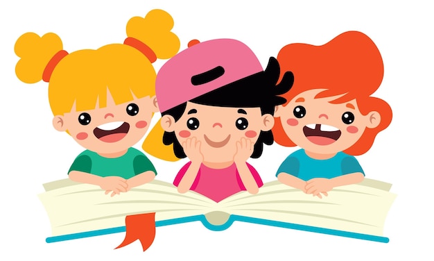 Illustration Of Kids Reading Book