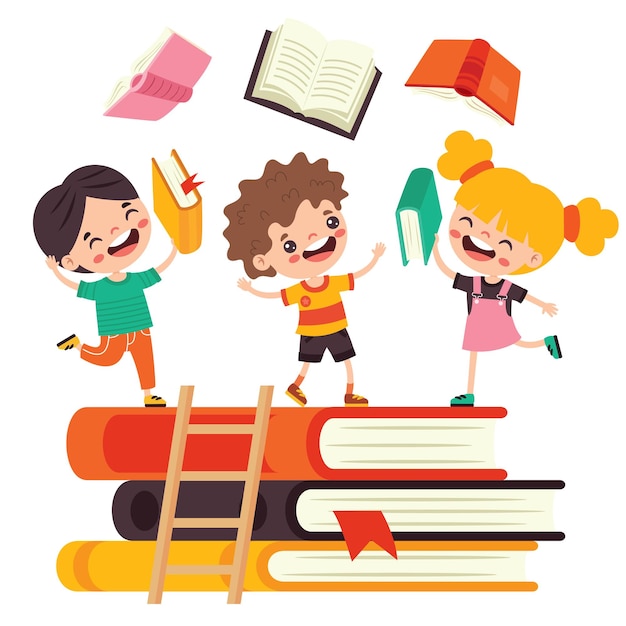 Illustration Of Kids Reading Book