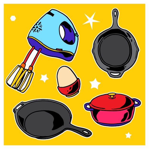 illustration of kitchen cooking utensils can be used for poster stickers and templates 002