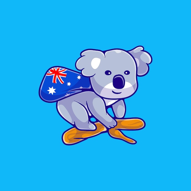 Illustration of koala celebrating australia day