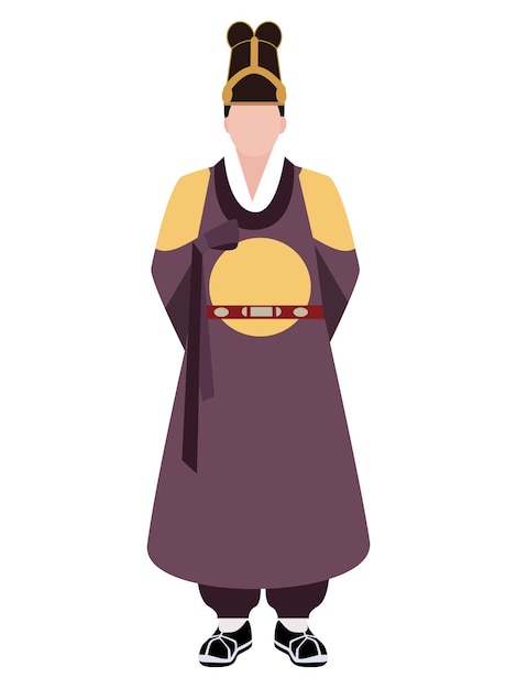 Vector illustration of a korean man in a hanbok royal outfit traditional korean costume on the guy