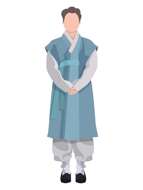 illustration of a Korean man in hanbok with realistic style Traditional Korean costume on the guy