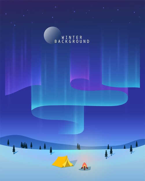 Vector illustration of landscape related to cold winter