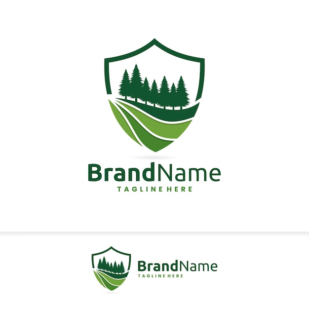 illustration of landscaping shield logo design