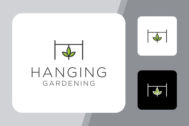 Illustration of leaf plant sign hanging for the art of garden beauty logo