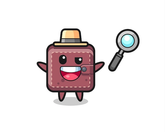 Illustration of the leather wallet mascot as a detective who manages to solve a case